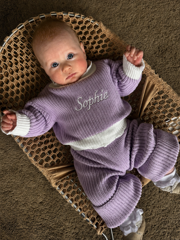Personalised Cloud Lilac Knit Set