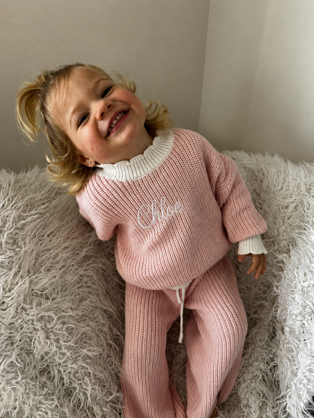 Personalised Cloud Pink Knit Set