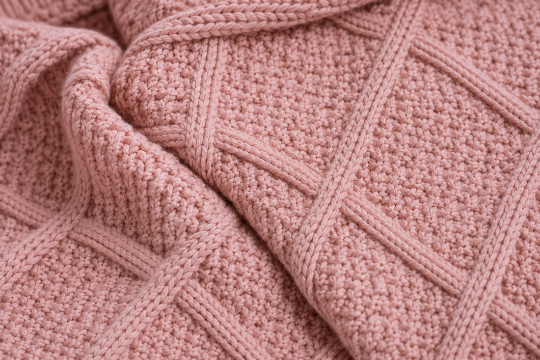 Personalised Blush Pink Diamond Knitted Blanket