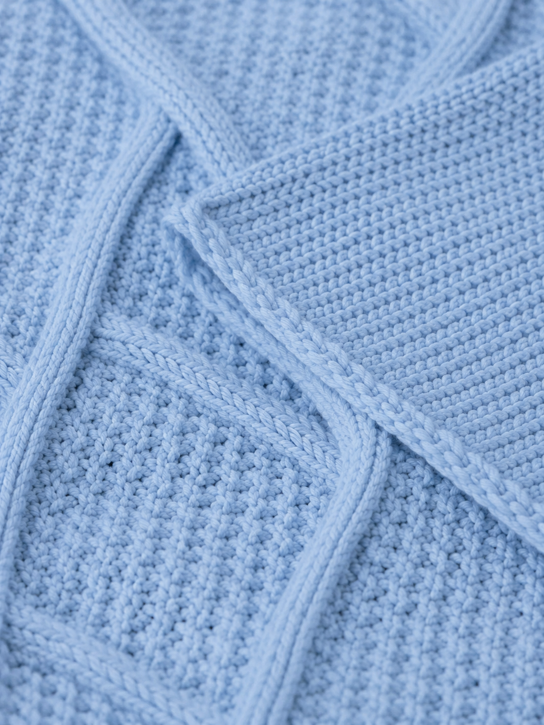 Personalised Light Blue Diamond Knitted Blanket