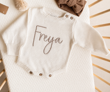 PRE-ORDER Personalised Knitted Cotton Romper - White