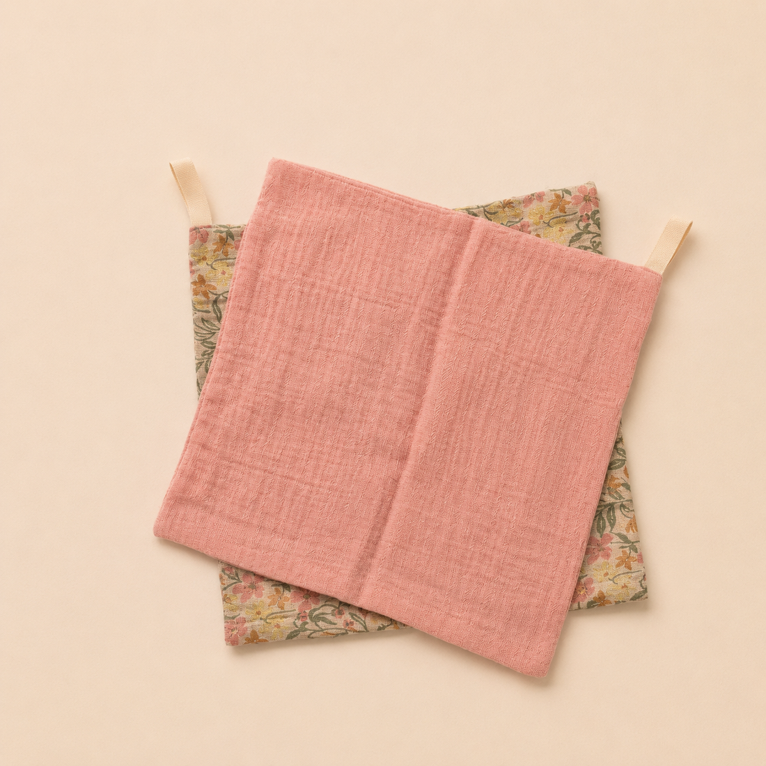 Soft Muslin Baby Cloths – Everyday Multi-Use Set - pink and floral (2 Pack)