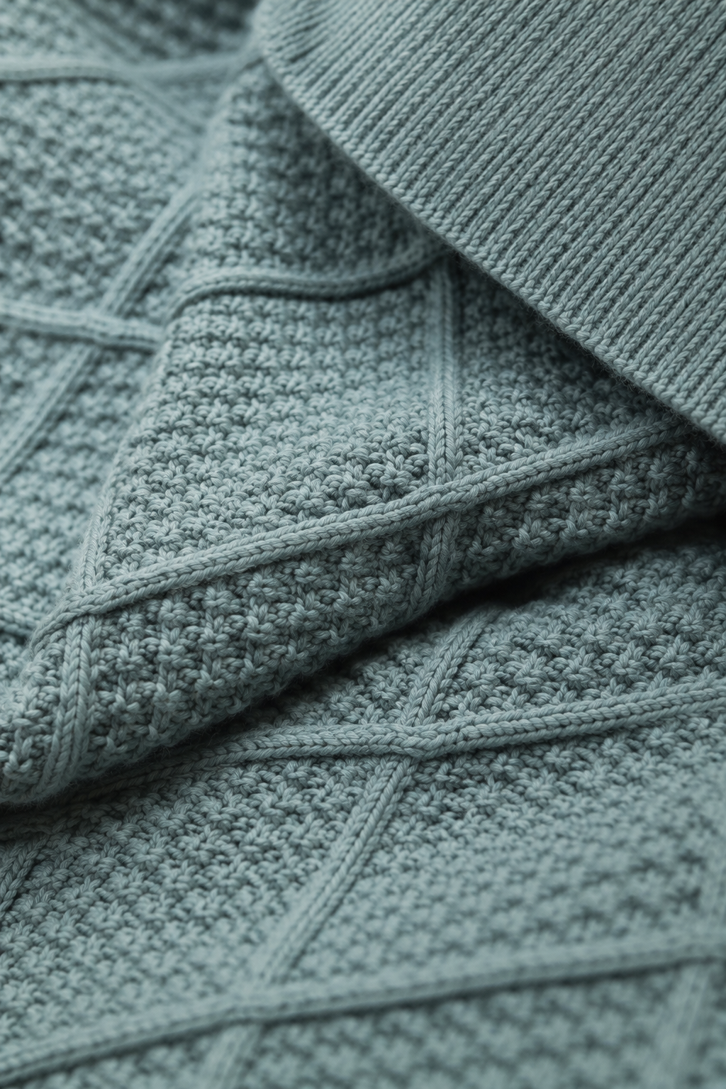 Personalised Dusty Teal Knitted Blanket