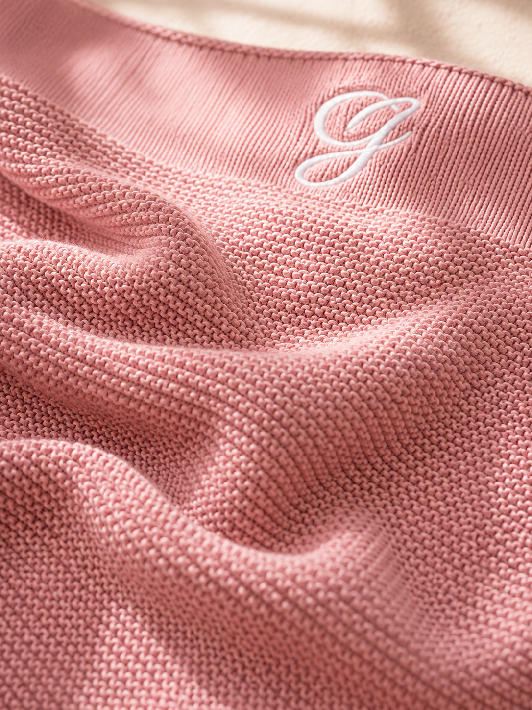 Personalised Blush Pink Baby Blanket Knitted
