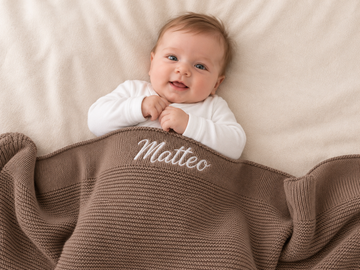Personalised Brown Mocha Knitted Blanket