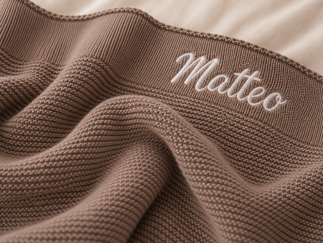 Personalised Brown Mocha Knitted Blanket