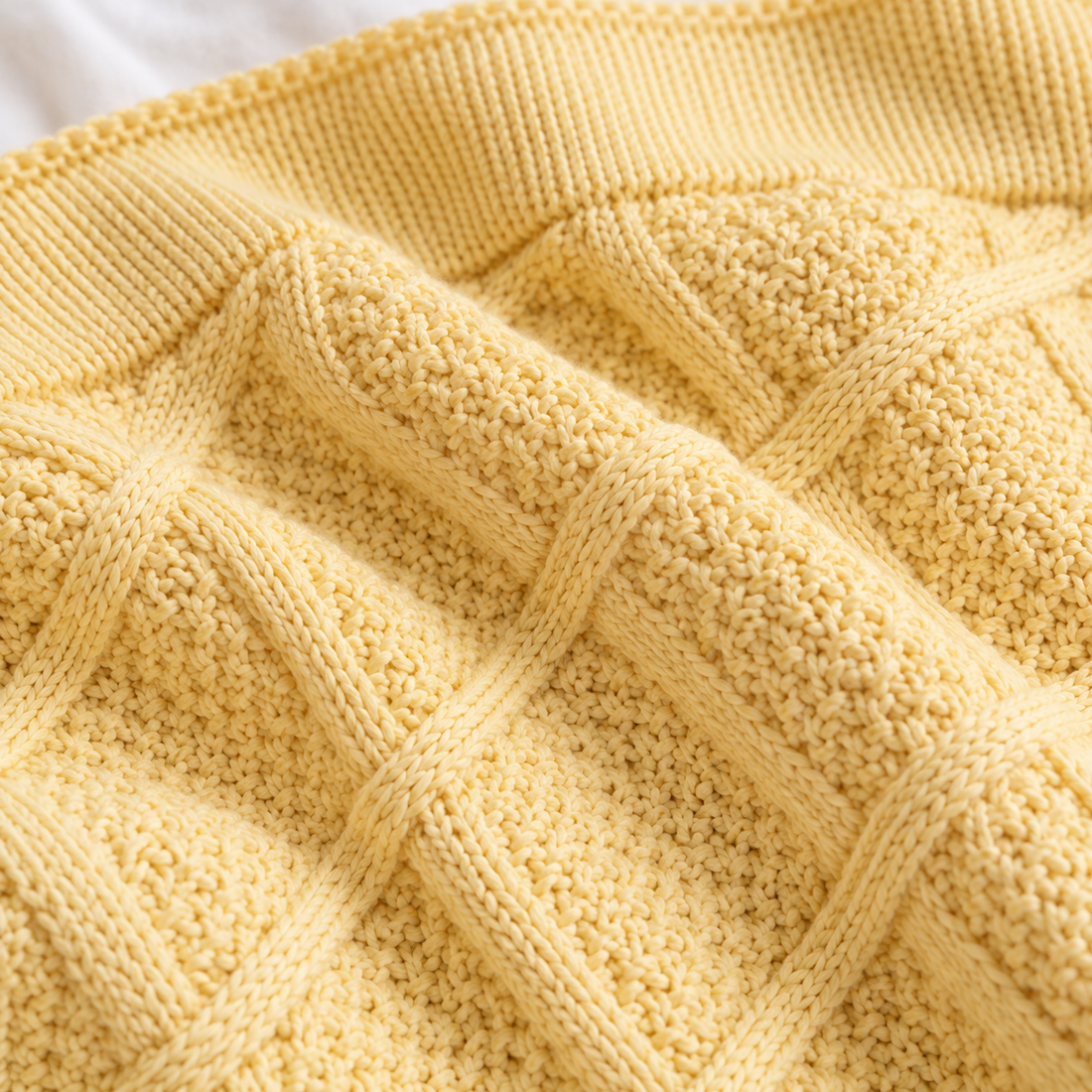 Personalised Yellow Butter Knitted Blanket
