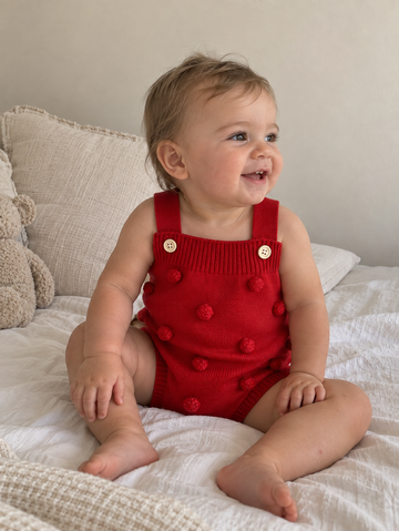 Christmas Berry Knit Romper
