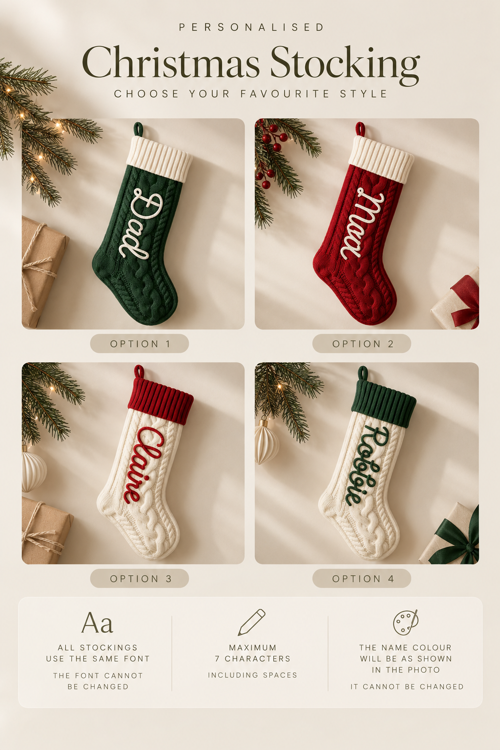 Set of 2 - Personalised Christmas Stockings