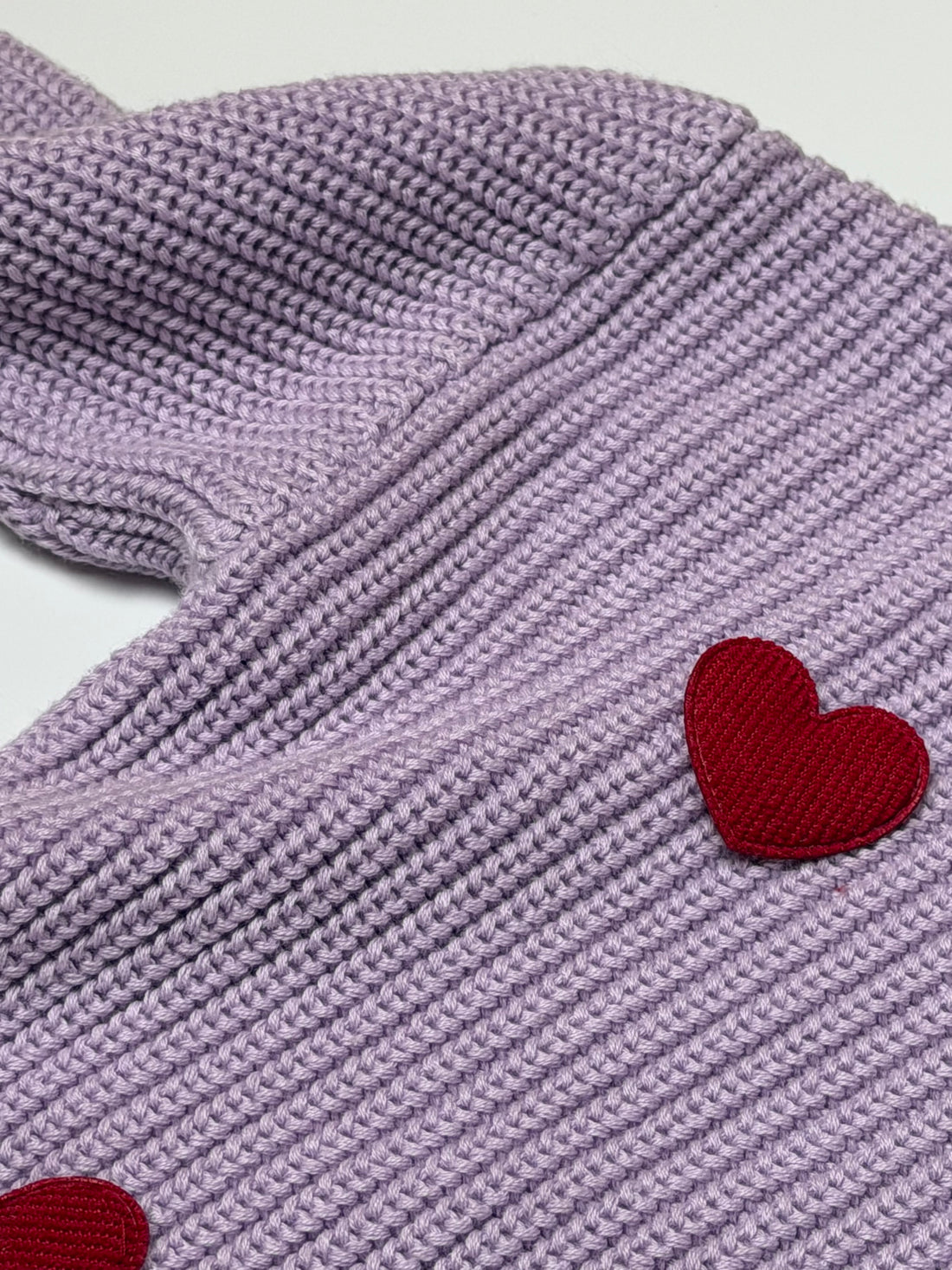 Heart Knit Sweater | 100% Cotton | Light Lilac