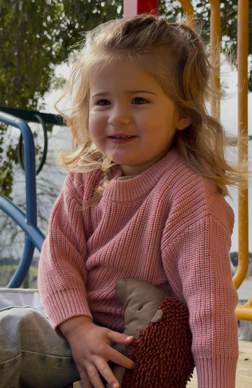 Personalised Knit Baby Sweater | 100% Cotton | Dusty Pink