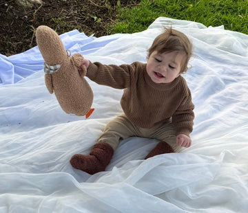 Personalised Knit Baby Sweater | 100% Cotton | Brown