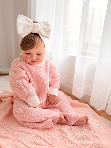 Personalised Cloud Pink Knit Set