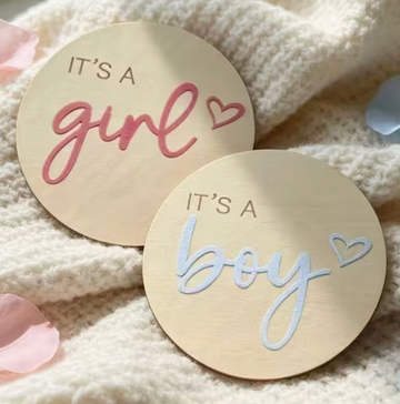 2D Birth Announcement Disc - "It's a Girl" And "It's a Boy" - Gender Reveal