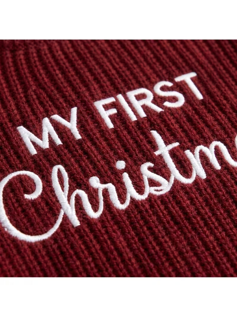 My First Christmas 100% Cotton Knit Sweater - Cherry