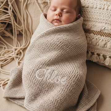Personalized Boho Knit Baby Blanket